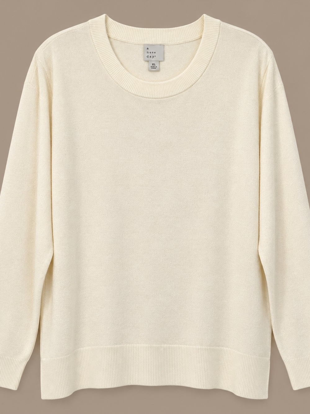 a.new.day. Crew Neck Sweater in Cream Size 3X NWT